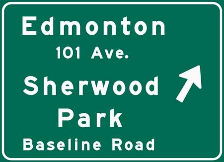 Supplementary Destination Signs are located not nearer than one kilometre in advance of the intersection or interchange and preceding the normal directional signs. Figure 5.