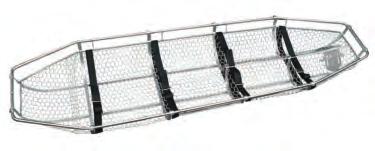 JSA-300 Lightweight Basket Type Stretcher Nylon web straps at chest, abdomen, thigh, and calf. Adjustable footrests for vertical lifting.