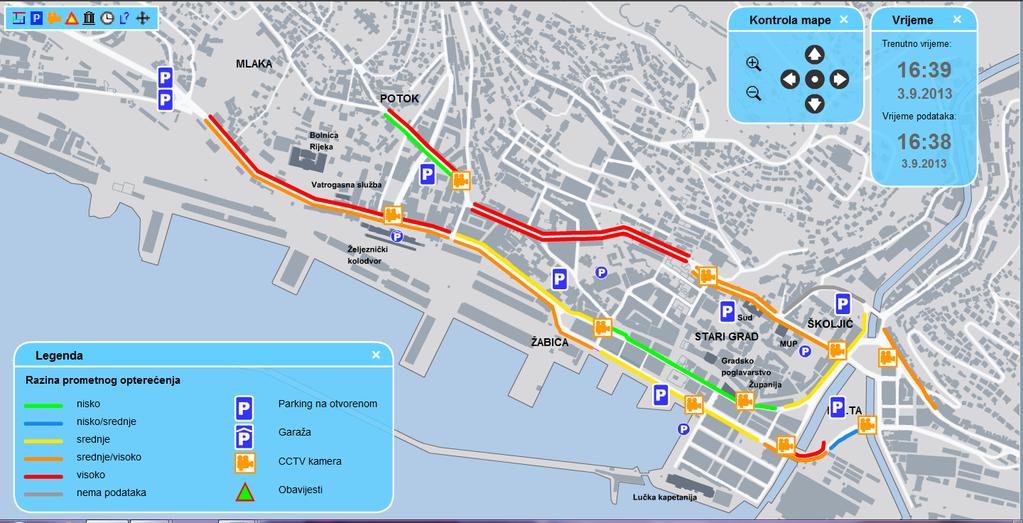 Slika 26. Online prikaz trenutnog stanja prometa u gradu Rijeci Izvor: http://www.peek.hr/spectra/rijeka.html Slika 26.