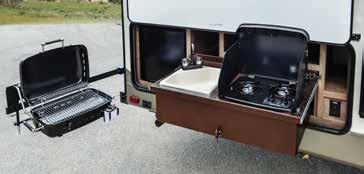 Signature Edition Standard Features Under mounted stainless steel sink Steel ball-bearing, full extension drawer guides High gloss Ivory fiberglass exterior LED tail and clearance lights Oversized