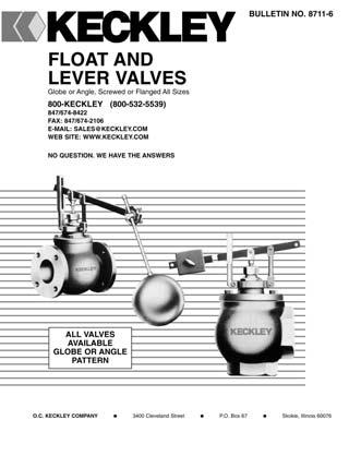 If you need Control Valves, Float and Lever Valves, Y Baskets and Duplex Strainers...ask for Keckley. For product information: Phone or FAX today.