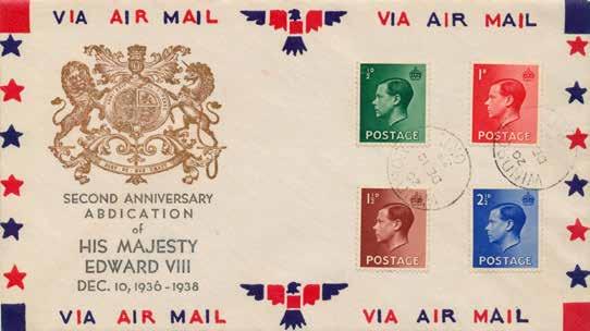 10th December 1938 Second Anniversary of the Abdication of King Edward VIII, illustrated cover with the full set of