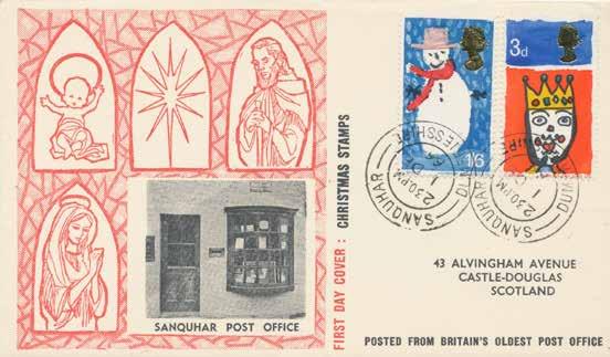 1st December 1966 Christmas, Sanquhar Post Office official cover with clear Sanquhar Dumfries CDS postmark.
