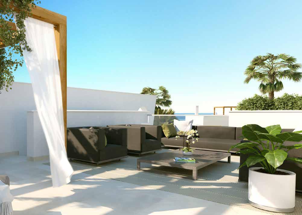 A feature floating staircase leads up to a 3 bedroom level with master ensuite and two further bedrooms and from here access to a stunning solarium with pergola.