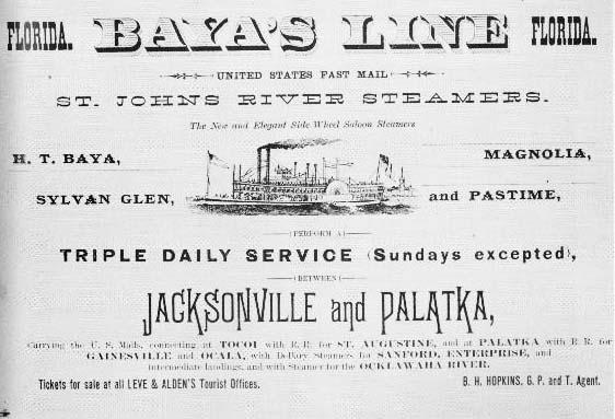 1858 3 trips 1859 332 miles, 2 trips, Route 6003 1861 Dropped 1866 Savannah, Ga. Palatka, Fla., 332 miles, 2 trips, Route 6419 1867 Jacksonville - Palatka, Fla.