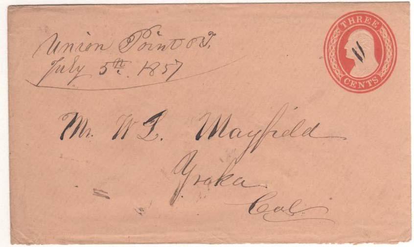 manuscript 10 cent transcontinental rate to Massachusetts - Post-office closed