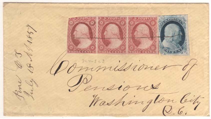 in manuscript - Post office closed in 1863 3 cent Nesbitt envelope for local