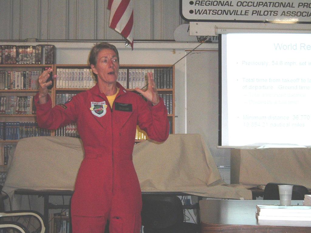 Monterey Bay 99s established August 14, 1965 CarolAnn Garratt speaks to Monterey Bay 99s and local EAA Chapter on her record-setting round-the-world flight in her Mooney to raise awareness for ALS.