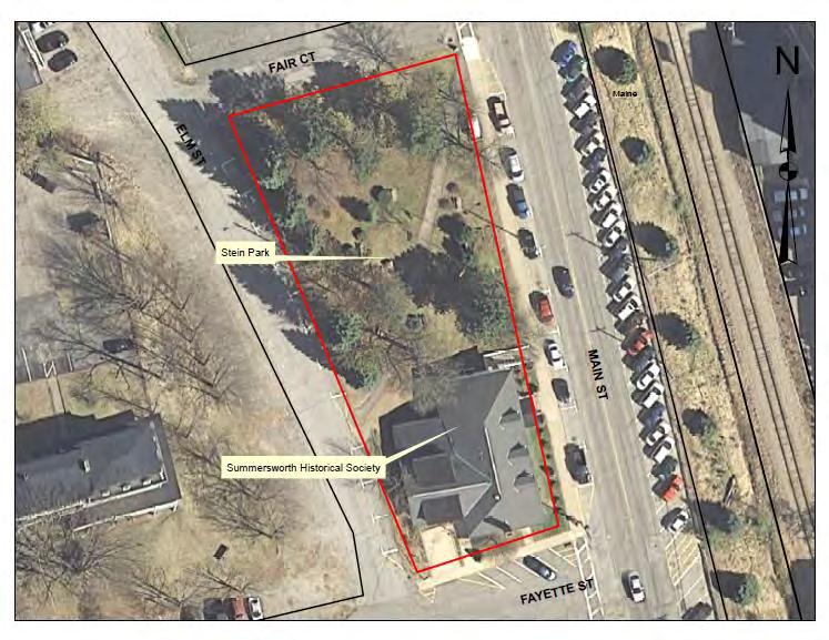 Stein Park Address: 157 Main Street Tax/Map Lot: 10 / 179 Size: portion of lot Property use: Green- space for sitting and Veteran s memorial site. This is also a common parade route.