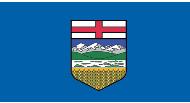 Flag The flag shows the Shield of the Arms of Alberta on a blue background. The flag is proportioned twice as long as it is wide, with the shield centered and at 7/11 th of the width of the flag.