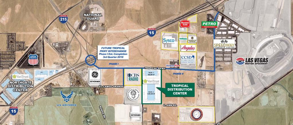 TROPICAL DISTRIBUTION CENTER PROJECT HIGHLIGHTS PROJECT LOCATION Immediate access to I- and I-2 via new Tropical Interchange Prominent building signage City of North Las Vegas jurisdiction Phase I of