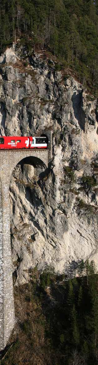 Landwasser viaduct Day 9 Monday 6 May/30 Sep: BRIG - FILISUR Today we will take the famous Glacier Express for a run over the Oberalp Pass to the alpine village of Filisur.