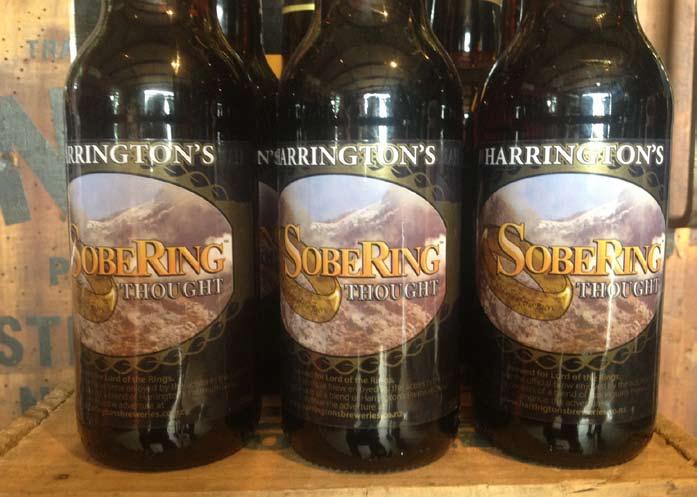 The SobeRing Thought brand is a 1% alcohol beer that was especially drafted for filming the movie, so the Hobbiton birthday party scene