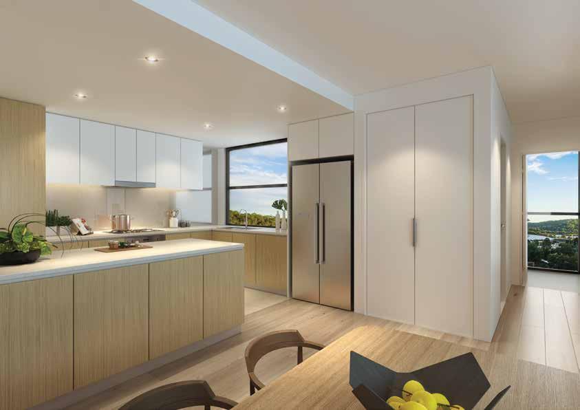 STYLISED KITCHENS A focal point of the apartments, the open-plan gourmet kitchens have been designed as a space where people can congregate.