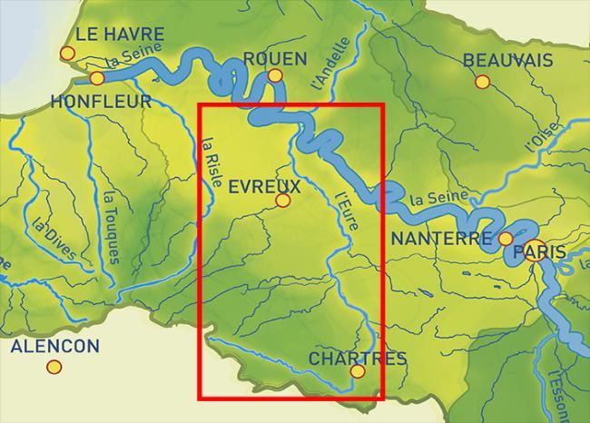 THE EURE WATERSHED CORE SAMPLING Eure River downstream (~ 10 km long) - The Eure River and the Seine River are «side by side»