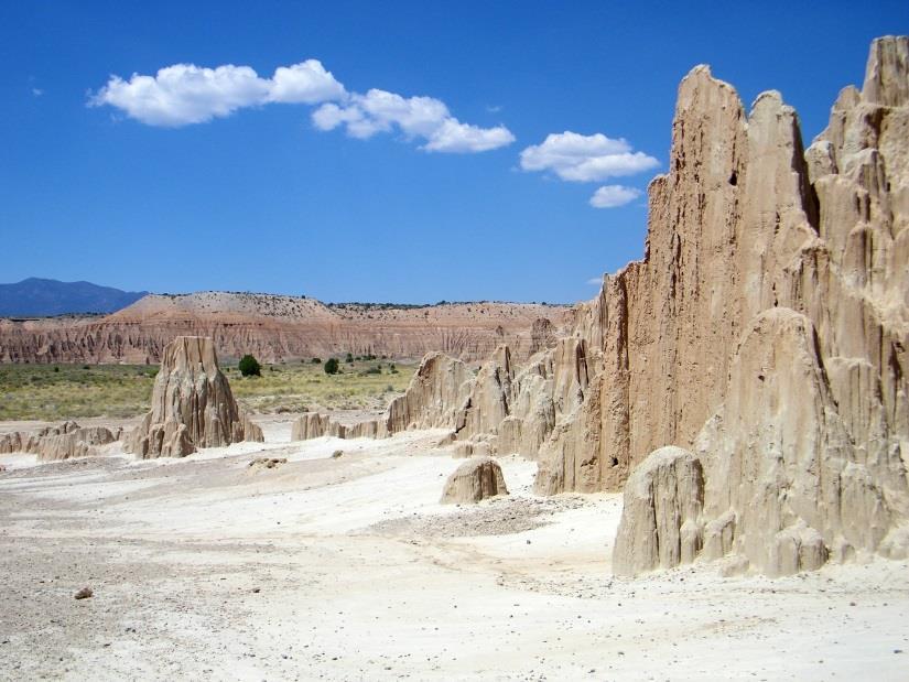 Cathedral Gorge State Park preserves a gorge that has been carved into bentonite clay.
