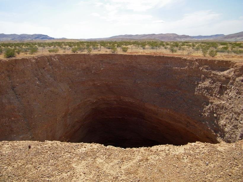 The Devils Throat is a sinkhole that s about 75 feet across and 120 feet deep.