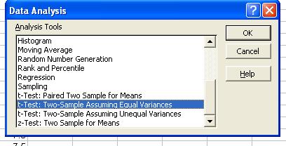 Ở phần trên chúng ta phải tính phương sai của hai mẫu, ở phần này Excel sẽ tự động tính toán các đại lượng này và sử dụng các đại lượng này trong việc tính toán giá trị của đại lượng kiểm định.