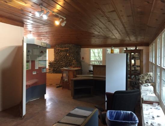 reconstructed; new front desk and flooring in Visitor Center; display shelving for
