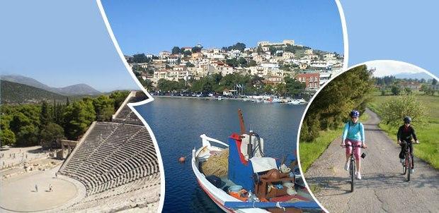 ARCHAEOLOGICAL& CULTURAL BIKING TOUR IN GREECE COUNTRY: Greece LOCATION: Central-EastPeloponnese DEPARTURES: 2018, every Saturday from April to October. DURATION: 8 days PRICE: 720p.