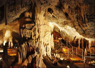 Multi-colored stalactites and stalagmites created gradually through millions of years, bright red, yellow and sky blue bring out masterpieces of unequal beautifulness made by Mother Nature.