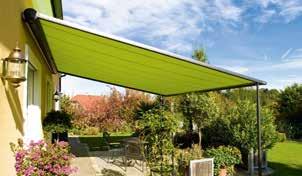 markilux pergola Awning system on support posts with lateral guide tracks.