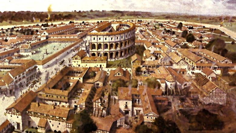 The city seems to have been devoid of defences until around 270-290 A.D, when a 2.3 m wide wall was built with an embankment, around an area of 52.