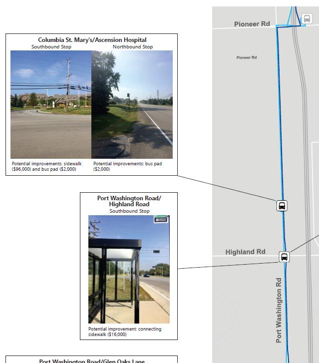 Improve Bus Stops Along Port Washington Road Improvements recommended at seven bus stops Bus