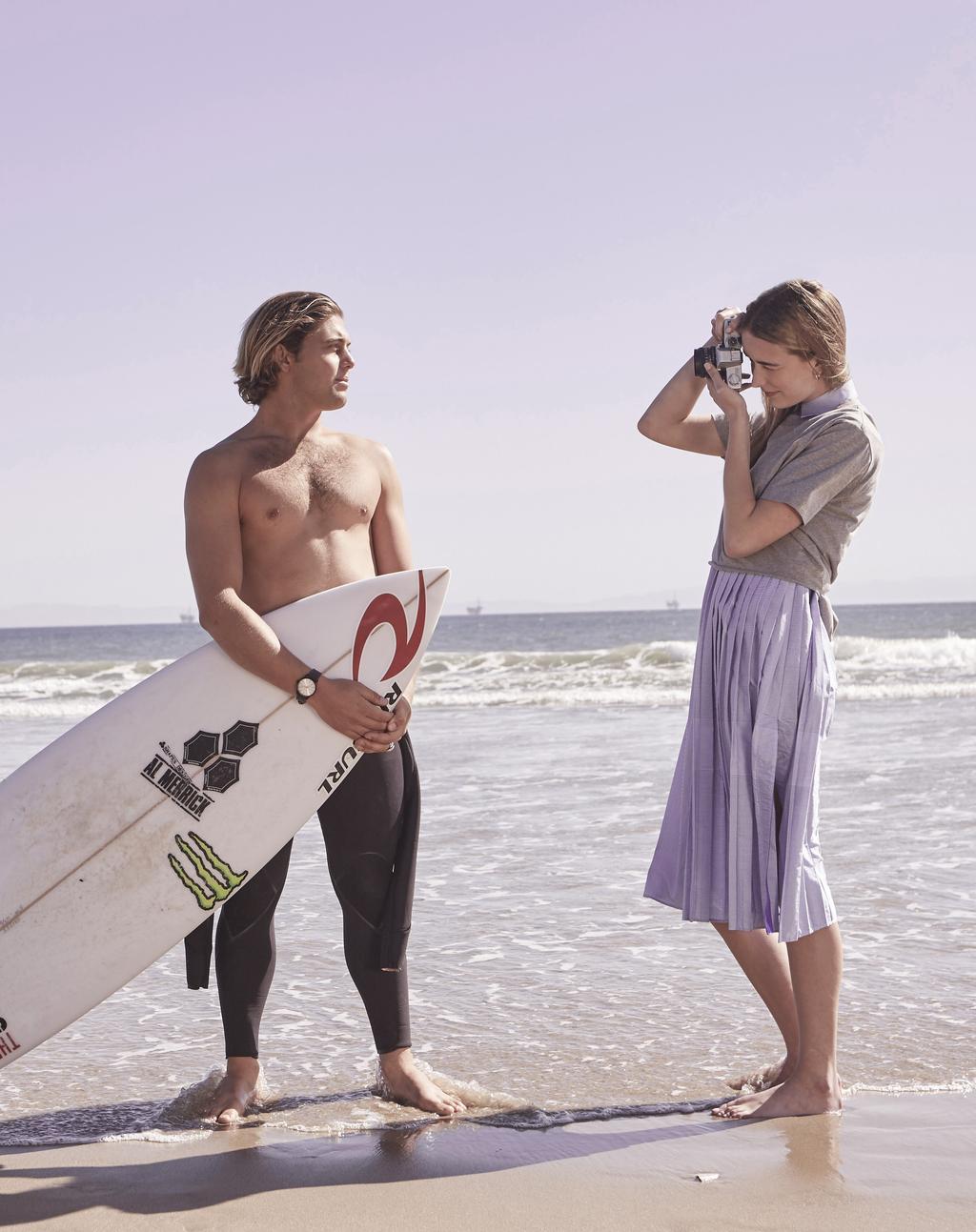Fresh faces of the new generation, pro surfer Conner Coffin with model Grace Johnson.