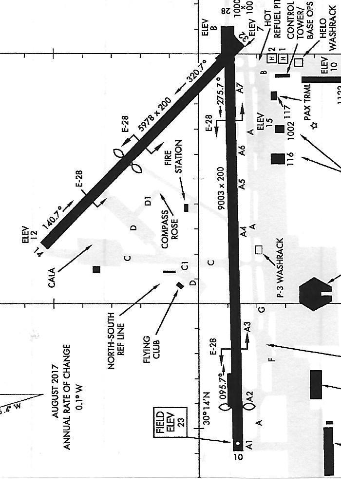 13. Mark the location of the following on the NAS Jacksonville airport diagram above a. Taxi way A b. Taxiway B c. Taxiway C d. Taxiway D e. Displaced Threshold f. Control Tower g.