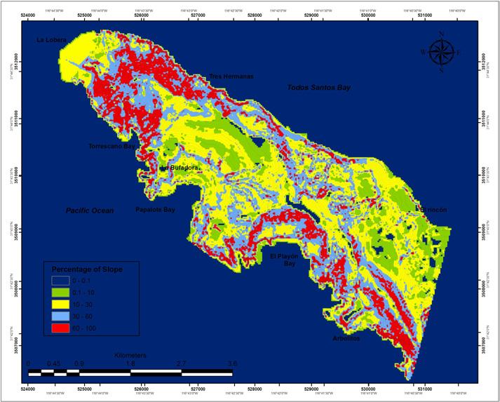 Landslides 131 Figure 9: Slope classification in the Punta Banda Peninsula. Table 1: Slope analysis. Slope Range (%) Slope Classification Land Use Suitability 0-0.1 Flat Suitable for housing.