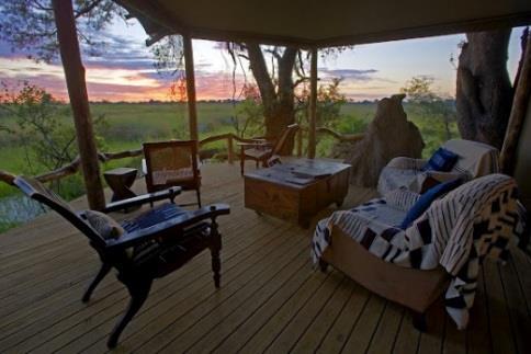 9 Little Vumbura is a beautiful six-roomed tented camp shaded by the canopy of an ancient Okavango