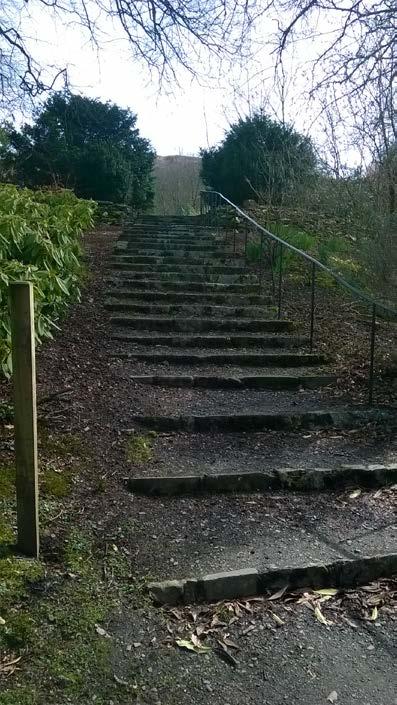 Steps leading up to and from the ornamental lawn Active Base There is a separate car park here