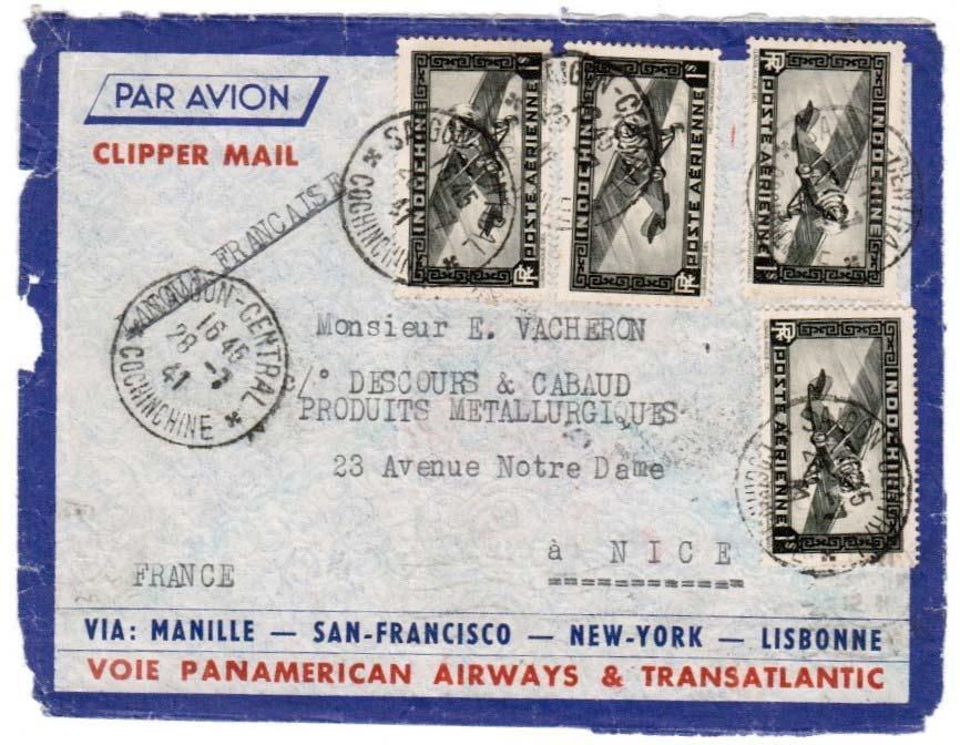 Transpacific Airmail July 1941 Specially printed envelopes were prepared for Pan American Airways s transpacific and transatlantic