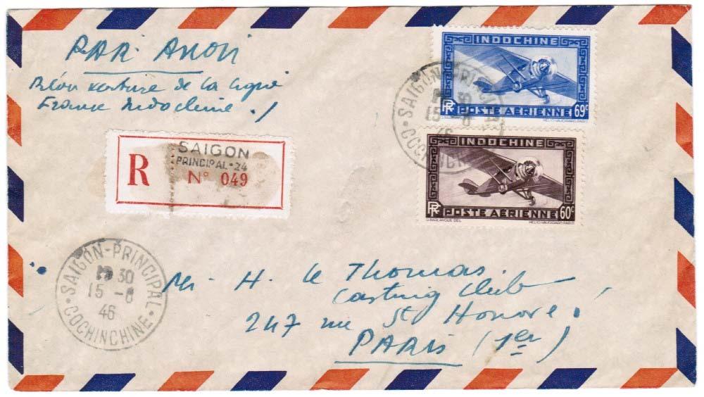 Saigon Paris 16-20 June 1946 The first postwar westbound service by Air France left Indochina on 16 June.