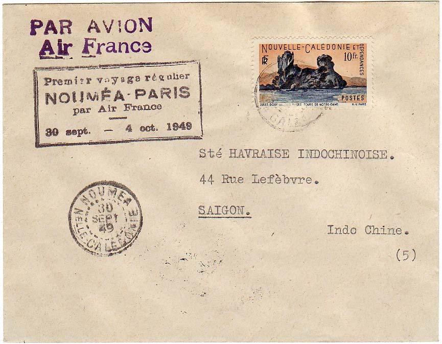 Noumea Saigon 30 September - 4 October 1949 The return flight from Noumea to Saigon departed 30 September.