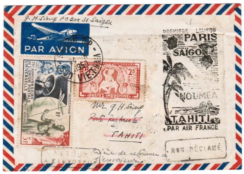 Mail posted at Saigon was struck with a black cachet.
