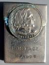 Estimate: 0 - $ 75 5 Lot # 71 - Aluminum Advertising Match Safe with embossed medal on one side "World's Columbian Exposition Chicago", "1893" with picture of "Santa Maria" "1492".