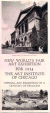 Lot # 362 - Tri-fold brochure about the "New World's Fair Art Exhibition for 1934" at the Art Institute of Chicago; includes photographs of many works in the center and information about visiting; on