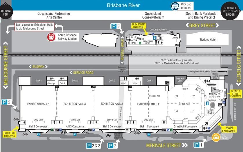 Brisbane Convention & Exhibition Centre floor plans Exhibition/sessions Hall 2 Registration - Hall 2 Concourse on the ground floor Exhibition booth contractor Prior to the exhibition, Moreton Hire