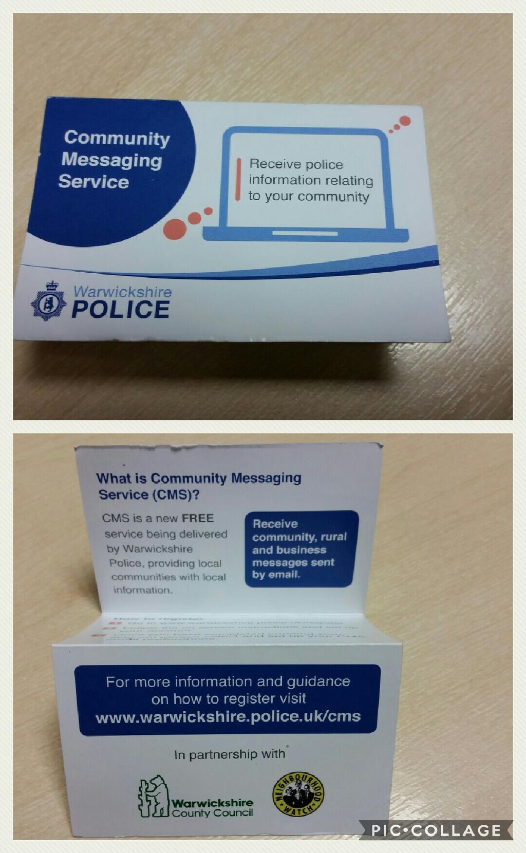 connection with Warwickshire County Council, to every house in Warwick, to encourage every resident to sign up to a One Stop Shop in terms of Police news and updates.