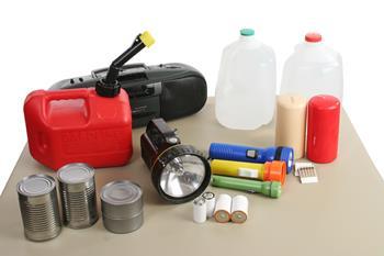 Water one gallon per person per day for at least 3 days Food 3 day supply non-perishable food can opener Battery powered/crank radio with NOAA Band Flashlight and extra batteries