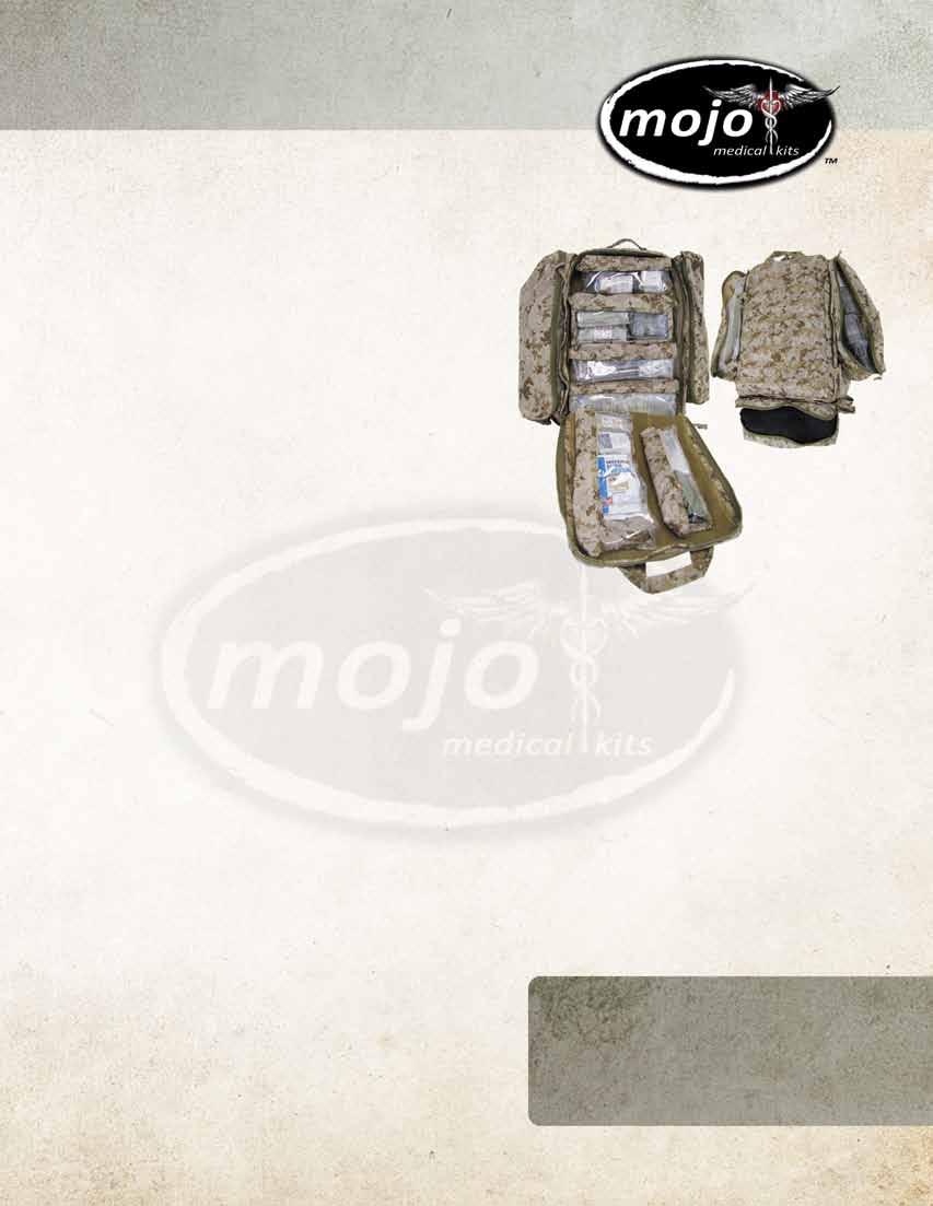 Assault Medical Bag Mojo 410* Heavy duty reinforced carry handle Top access port for hydration Dual zippered compartments with para cord pull tabs Adjustable padded shoulder straps Adjustable cinch