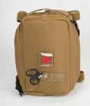 Elastic retention throughout Completely configurable with loop interior Backside pocket 1 to 2 person serious wound interior capacity Overall Dimensions: