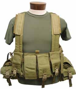 Load Bearing Chest Rig LBT-1961A Four M16/M4 magazine pouches with hook and loop closure Two radio pouches with ¾ webbing and side release adjustable closure Two pouches for night vision