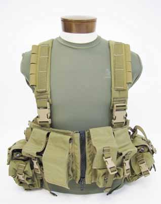 Personal Protection Load Bearing Chest Rig with Zipper LBT-1961A-R Four magazine pouches (M4-2 or M14-2), flap with hook & loop closure Two radio