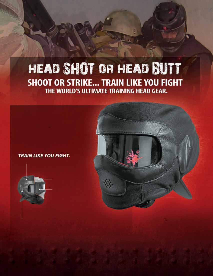 The Marking Cartridge Ready (MCR) HIGH GEAR helmet allows role-players to experience fully integrated scenarios and blend all aspects of forceon-force training, from shooting to striking, knees,
