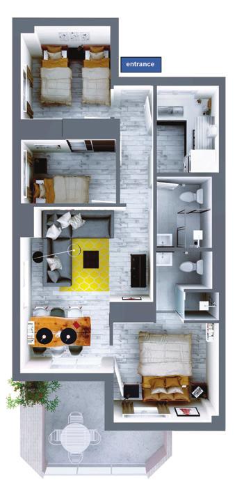 Playa Dorada Floor plan 3-bedroom apartment balcony living