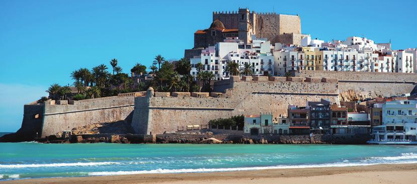Peniscola Peniscola is at 35 kilometres from Oropesa. It is a rocky headland soaked in history. Around the year 1,300 the Temple Knights built their castle that can still be seen today.
