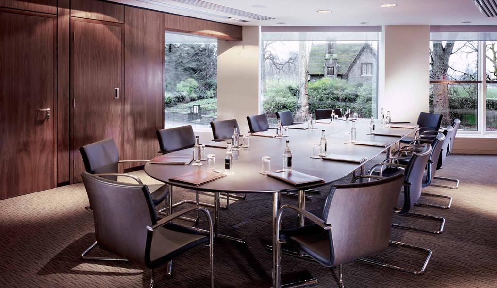 36m meetings of up to 16 delegates. As well as table and dark wood panelling that create a picture windows providing daylight and views areas.